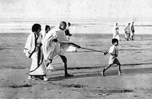 Gandhi at the beach